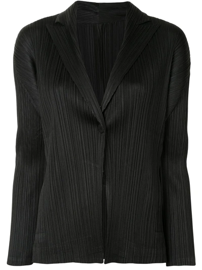 Issey Miyake Pleated Single-breasted Blazer In Black