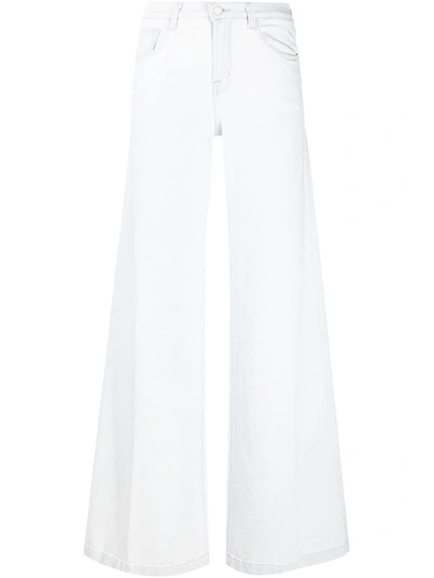 J Brand Mid-rise Wide-leg Jeans In White
