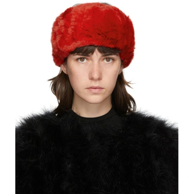 Yves Salomon Red Fur Headband In A6065 Cynne