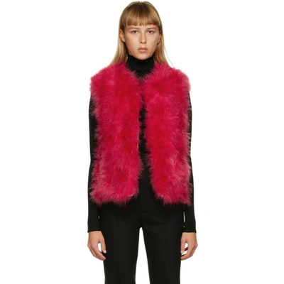 Yves Salomon Red Feather Cropped Vest In A5138 Glam
