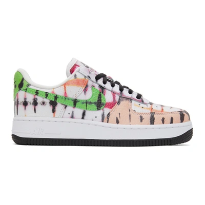 Nike White & Pink Tie-dye Air Force 1 Sneakers In 101 White