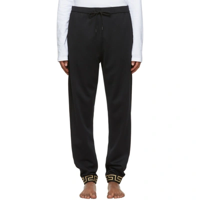 Versace Greek Key-cuffed Jersey Track Pants In A1008 Black