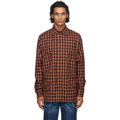 Ahluwalia Safari-pocket Checked Wool-blend Jacket In Black/red