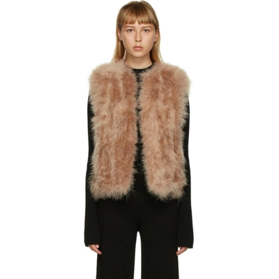 Yves Salomon Brown Feather Cropped Vest In A2156 Madel