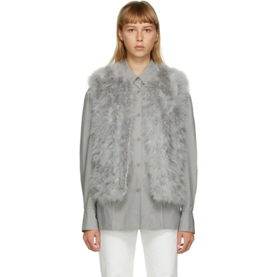 Yves Salomon Grey Feather Cropped Vest In A7143 Libel