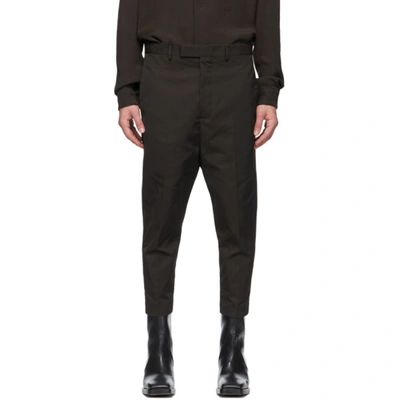 Rick Owens Brown Cropped Astaires Trousers In 78 Dark Dus