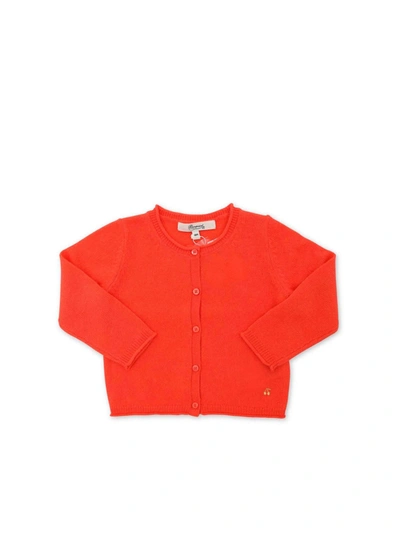 Bonpoint Kids' Cashmere Cardigan In Coral Color In Red