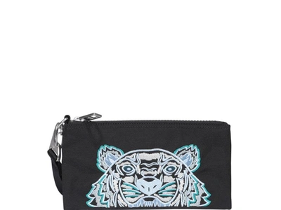 Kenzo Tiger Embroidered Clutch Bag In Black