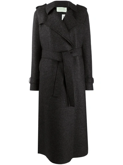 Harris Wharf London Long Wool Trench Coat In Black
