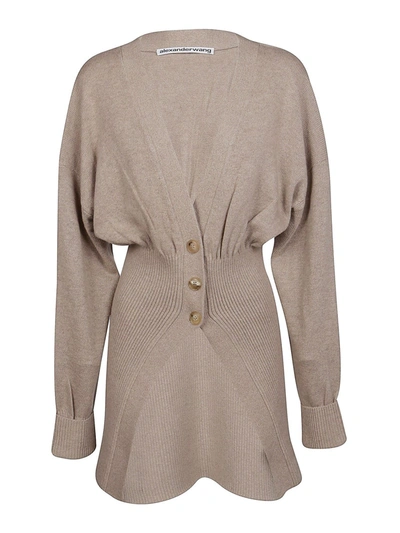 Alexander Wang Oversized Wool Cardigan In Beige