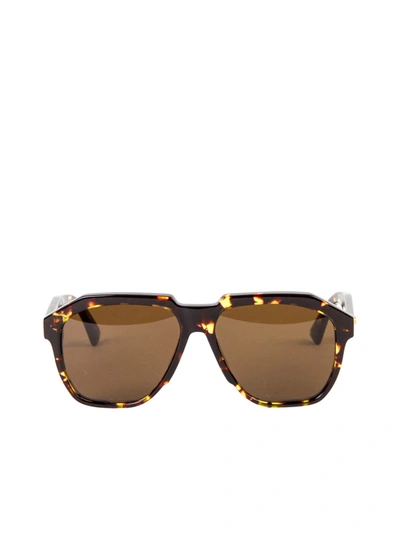 Bottega Veneta Oversized D-shaped Sunglasses In Havana Color In Brown