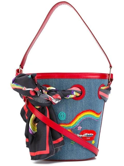 Olympia Le-tan Smoking Lip Embroidered Bucket Tote