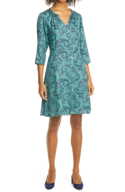 Rebecca Taylor Margaux Paisley Silk Blend Shift Dress In Jade Combo