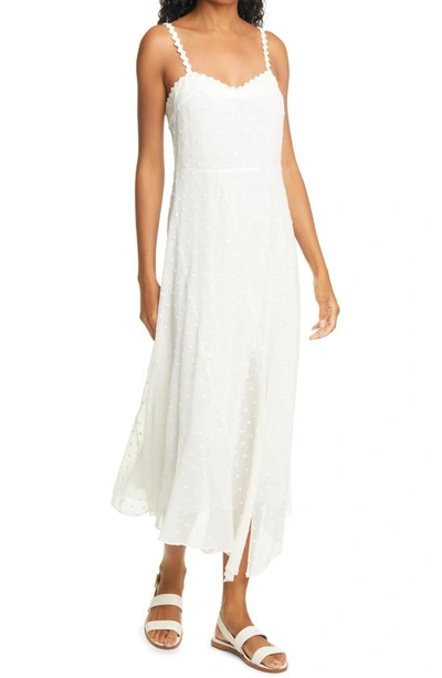 Rebecca Taylor Dot Embroidered Crinkle Chiffon Maxi Sundress In Snow