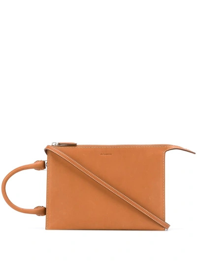 Jil Sander Tootie Small Side Zip Top-handle Bag In Medium Brown