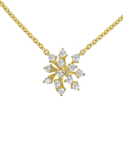 Hueb 18k Yellow Gold Luminus Diamond Starburst Cluster Pendant Necklace, 16