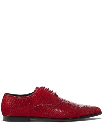 Dolce & Gabbana Textured Varnished Derby Shoes In Red