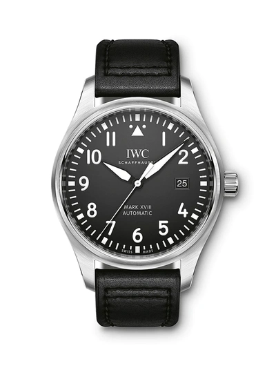 Iwc Schaffhausen Pilot Mark Xviii Stainless Steel & Leather Strap Watch