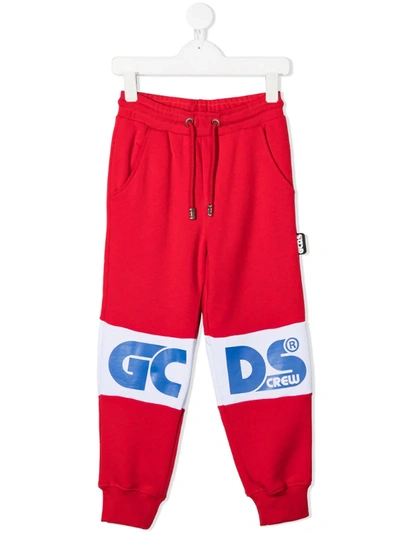 Gcds Kids' Logo-print Track Trousers In Red