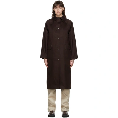 Kassl Editions Original Below Rubber Waterproof Overcoat In Dark Brown