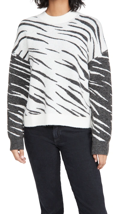 Rails Lana Tiger Stripe Crewneck Sweater In Black/ivory