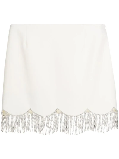 Area Embellished Scalloped Mini Skirt In Neutrals