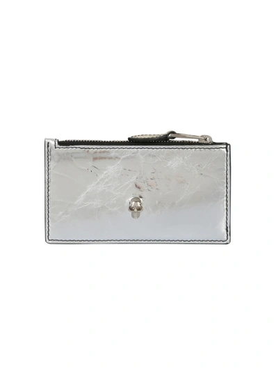 Alexander Mcqueen Silver Leather Wallet