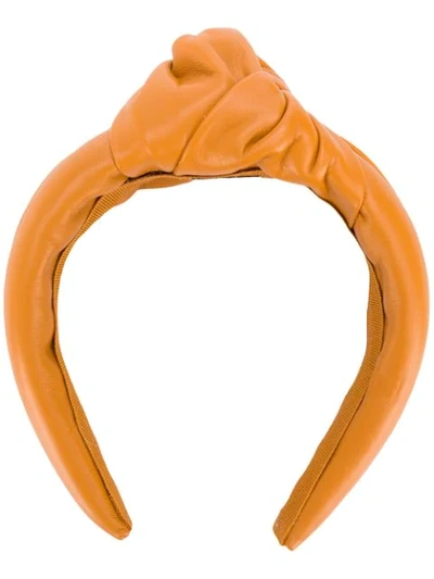 Red Valentino Knot Leather Headband In Brown