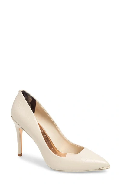 Ted Baker Izibelc Pointed Toe Pump In Nude/ Pink Leather