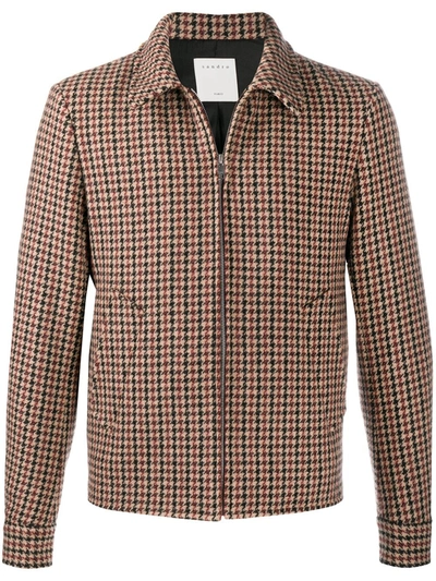 Sandro Camille Houndstooth Wool Jacket In Neutrals