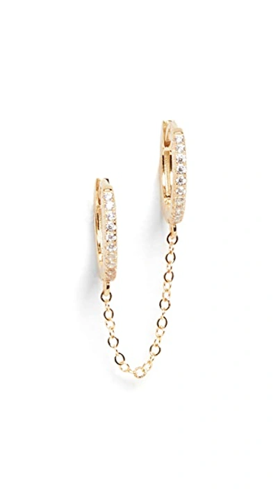 Adinas Jewels Adina's Jewels Chain Linked Double Huggie Hoop Earrings In Gold