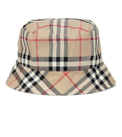 Burberry Babies' Kids' Kurt Vintage Check & Icon Stripe Reversible Bucket Hat In Neutrals