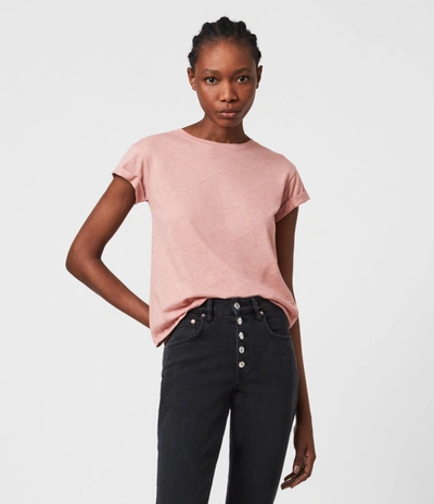 Allsaints Anna Cuffed Sleeve Tee In Chick Pink