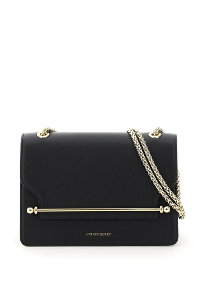 Strathberry Mini East-west Leather Shoulder Bag In Black