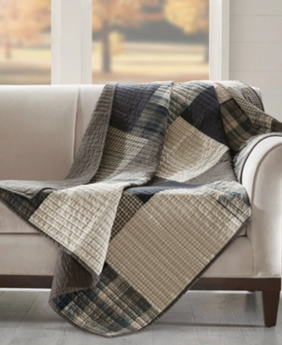 Woolrich Plaid Patchwork Quilted Throw In Tan