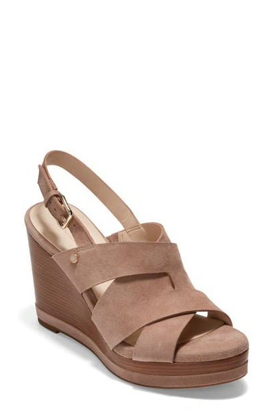 Cole Haan Women's Laci Platform Wedge Sandals In Stone Taupe Suede