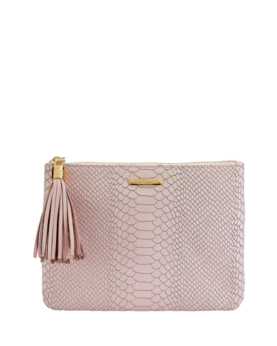 Gigi New York All-in-one Python-embossed Leather Clutch In Nude