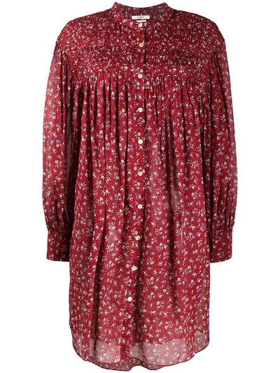 Isabel Marant Étoile Plana Red Floral-print Cotton Shirt Dress In Multicoloured