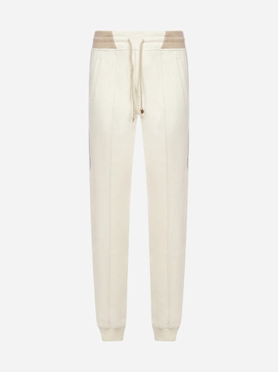 Brunello Cucinelli Color-block Cashmere And Cotton Jogging Pants