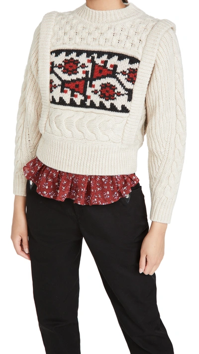 Isabel Marant Étoile Rioja Intarsia-motif Wool Sweater In Beige - Red - Black