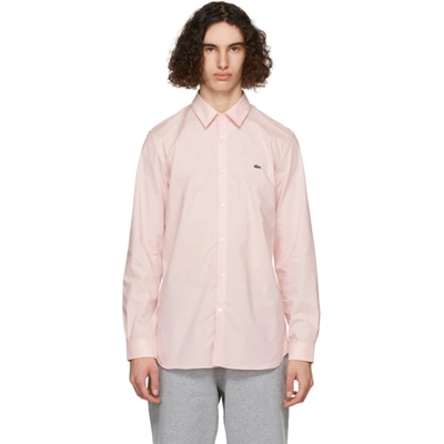 Lacoste Men's Slim Fit Stretch Cotton Poplin Shirt - 17â¾ - 45 In Pink