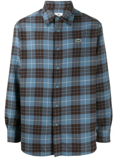 Lacoste Checked Print Shirt In Blue