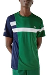 Lacoste Men's Sport Colorblock Breathable Piqué Tennis T-shirt In Green/ Navy Blue