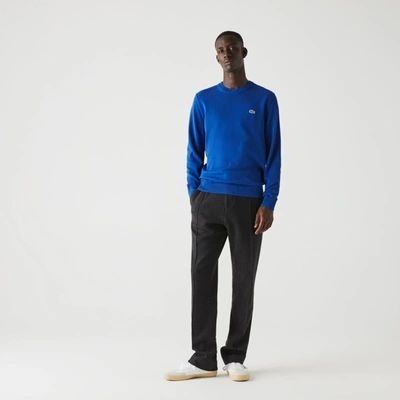 Lacoste Monochrome Cotton V Neck Sweater - L - 5 In Sapphire Blue