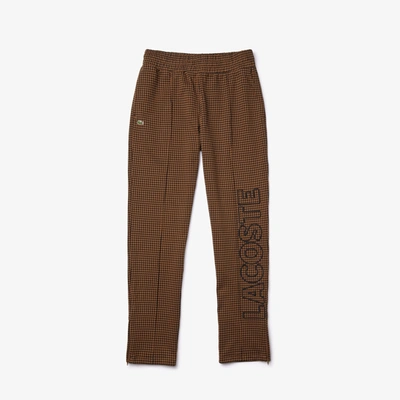 Lacoste Unisex  Live Houndstooth Print Fleece Tracksuit Pants - Xxl In Brown