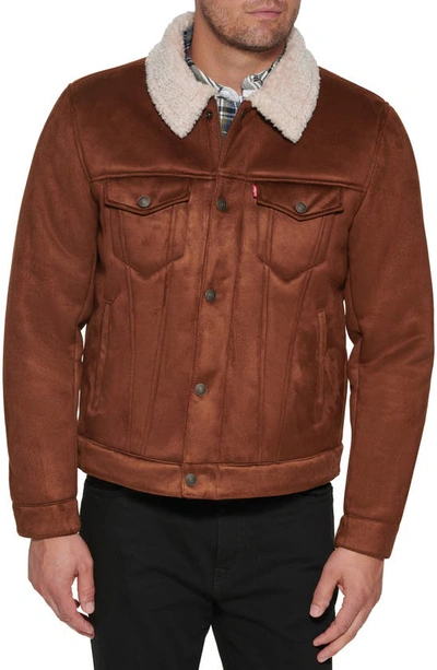 Levi's Men's Relaxed-fit Faux-shearling Trucker Jacket In Brown