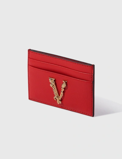 Versace Virtus Card Case In Red