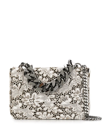 Casadei Floral Embroidery Shoulder Bag In White