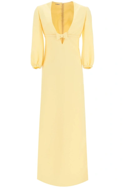 Miu Miu Sable Bow Long Dress In Yellow