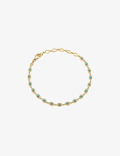 Astley Clarke Biography Evil Eye 18ct Gold-plated Vermeil Sterling Silver, White Sapphire And Turquoise Bracelet In Yellow Gold Vermeil